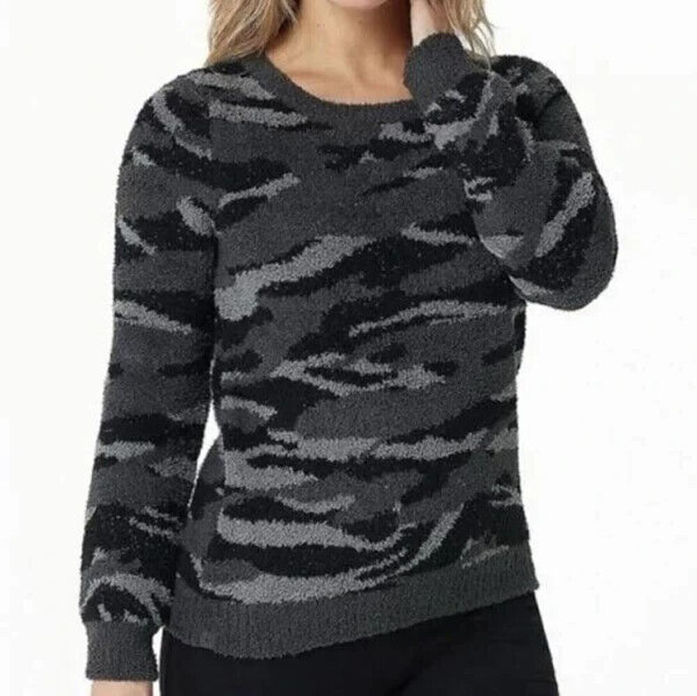 NEW Barefoot Dreams Sweater Womens XL Cozychic Seaside Pull Over Carbon Camo